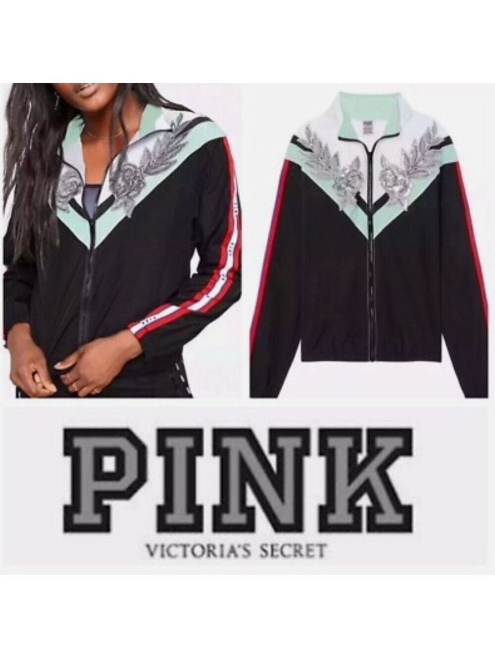 Victoria's Secret PINK Y2K Style Bling Sequin
Appliqué XS/S Jacket Windbreaker